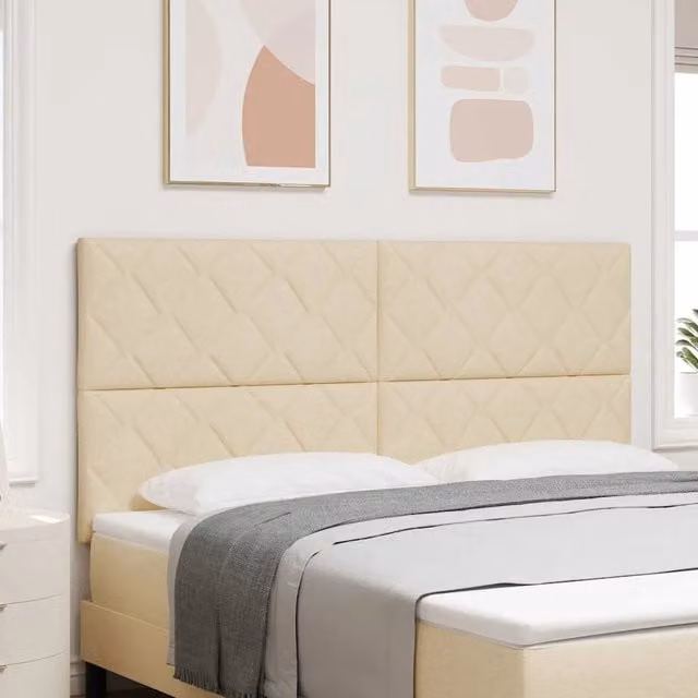 Testiera per letto con illuminazione LED e porta USB vidaXL in tessuto beige, Larghezza: 180 cm