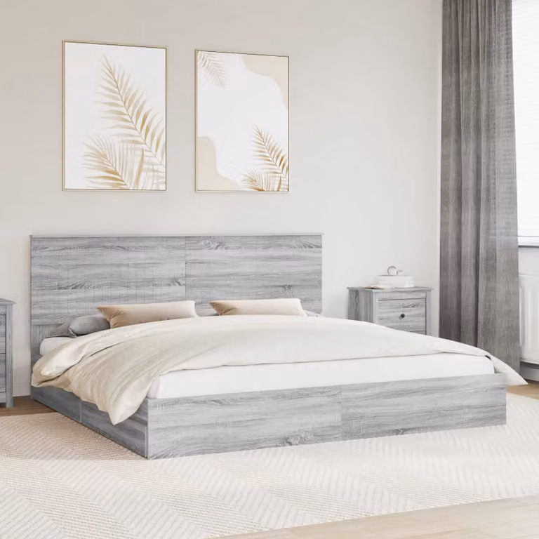 Letto con contenitore e cassetto vidaXL in legno Grigio Sonoma 200 x 200 cm