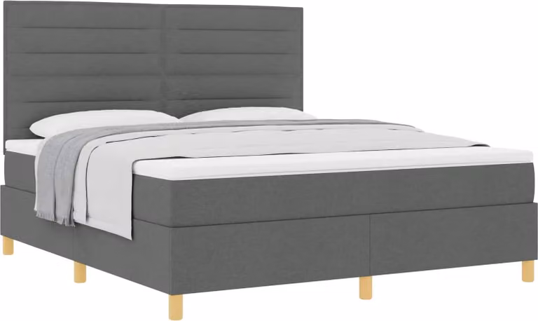 Letto a molle con materasso Grigio scuro 180 x 200 cm Tessuto