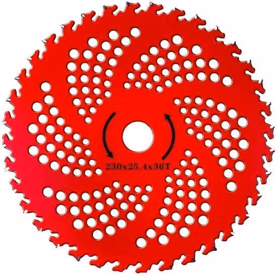 Lama in metallo duro da 9" x 36 denti, per la diserbo, lama per la manutenzione del prato, terreni agricoli, sgombero delle erbacce.
