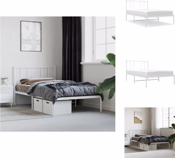 vidaXL Giroletto con testata in metallo bianco 80x200 cm - Letti & reti