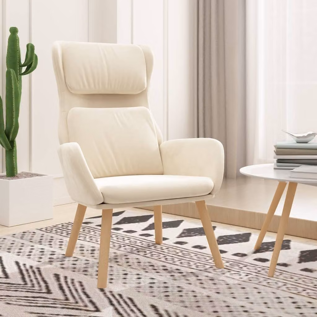 The Living Store Relaxsessel Cremeweiß Samt