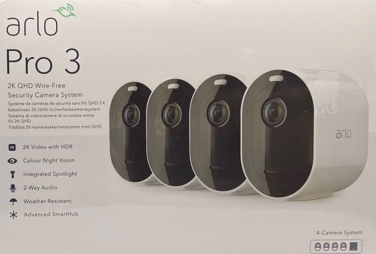Arlo Arlo Pro 3 Smarthome camera bianca confezione da 4 pezzi