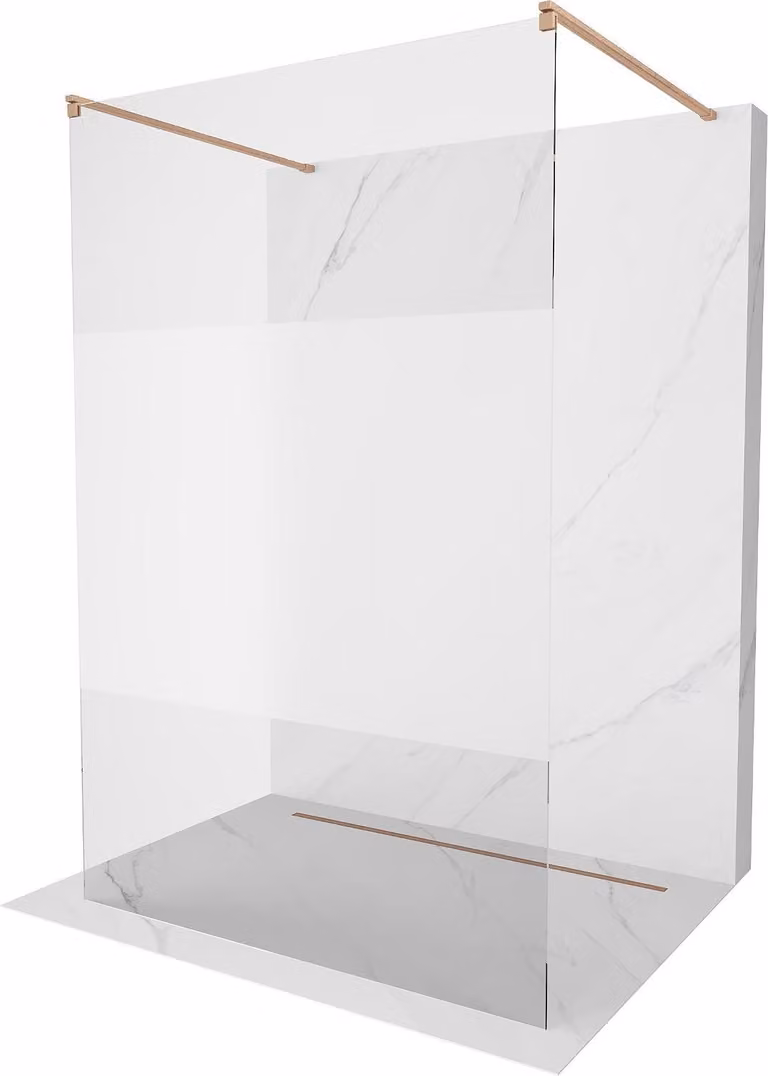 Mexen Kioto parete doccia indipendente 130 x 200 cm, trasparente/brina 8 mm, rame spazzolato - 800-130-002-65-35