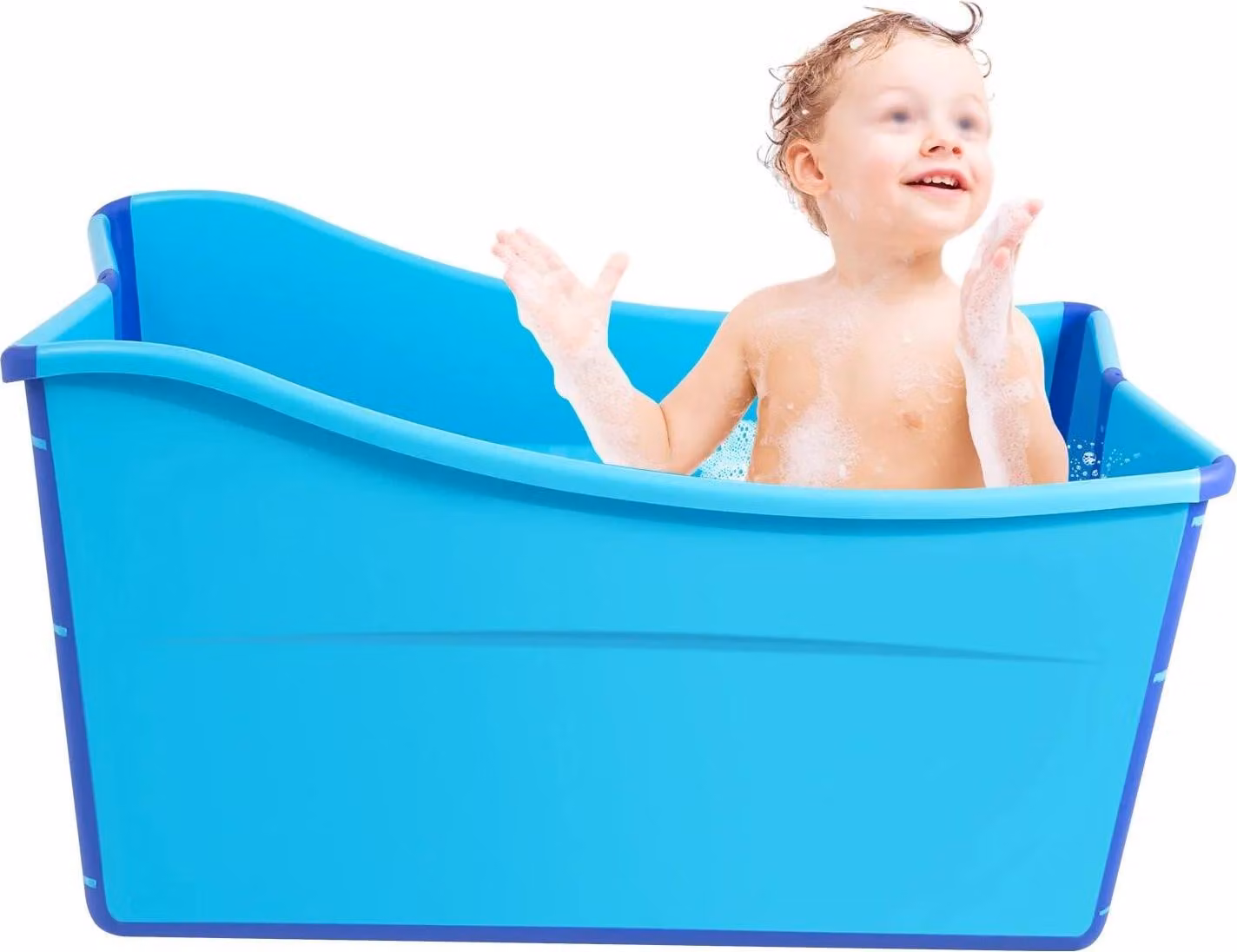 Vasca da bagno pieghevole e portatile - Vasca freestanding di grandi dimensioni - Nessuna installazione richiesta - Antiscivolo - Adatta a bambini/adulti fino a 1,6 m e 90 kg - 87x46x56,5 cm - Blu