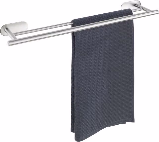 Barra Porta Asciugamani Wenko Turbo-Loc in Acciaio Inox Argento con Fissaggio Adesivo