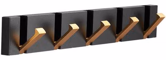 Porta asciugamani da parete nero e dorato, non allargabile, regolabile, salvaspazio, ideale per ingresso, bagno e cucina