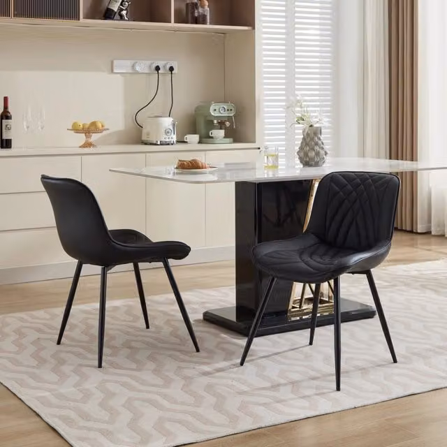 Sedie da pranzo, set da 2, sedie ergonomiche da cucina con rivestimento in similpelle PU traforata traspirante e trapuntatura 3D artistica, robuste ga