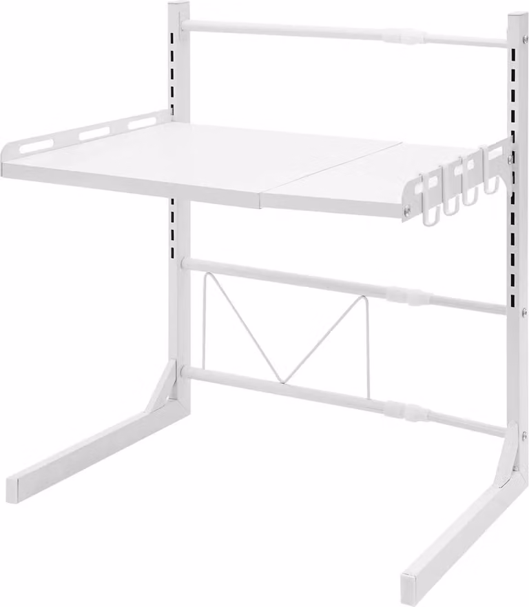 Ripiano per forno a microonde, altezza regolabile, design salvaspazio, BIANCO