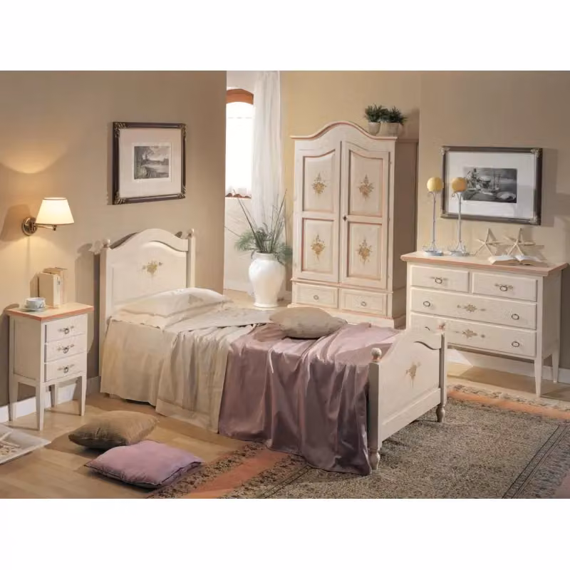 Comodino Como con 4 cassetti in legno bianco e rosa Mobili 2G L: 110 cm, P: 51 cm, H: 90 cm – 2