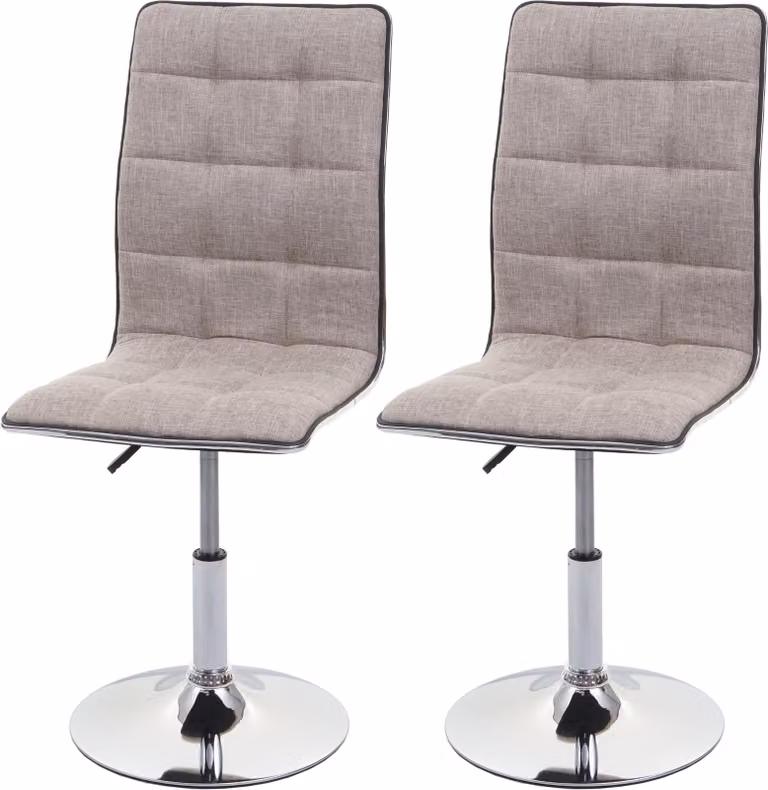Set di 2 sedie da sala da pranzo | A x L x P 103 x 43 x 54 cm | Altezza seduta 41 cm | Tessuto/tessile | Grigio crema | Sedia Sedia da cucina