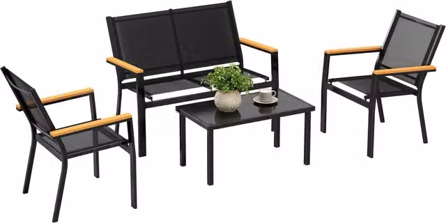 Set da giardino 4 pezzi con divano 2 posti ¨C Minimal ¨C nero