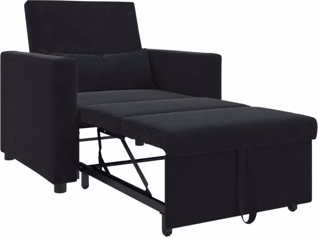 Divano letto | Sof¨¤ letto | Letto singolo estraibile singolo con ruote Nero Velluto