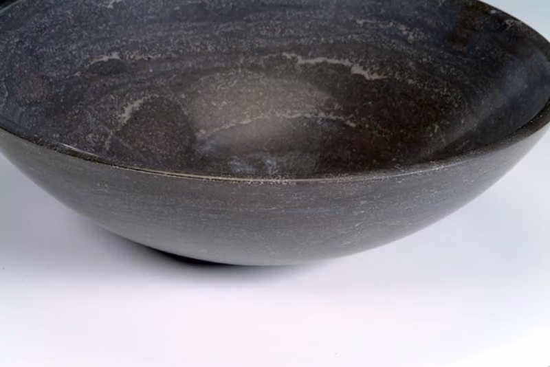 Sapho Blok - Lavabo in pietra con diametro 400 mm, pietra scura opaca 2401-02