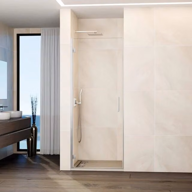 Box doccia frontale GLASS 1 porta battente 75 cm (73,2-75,2) cromo trasparente