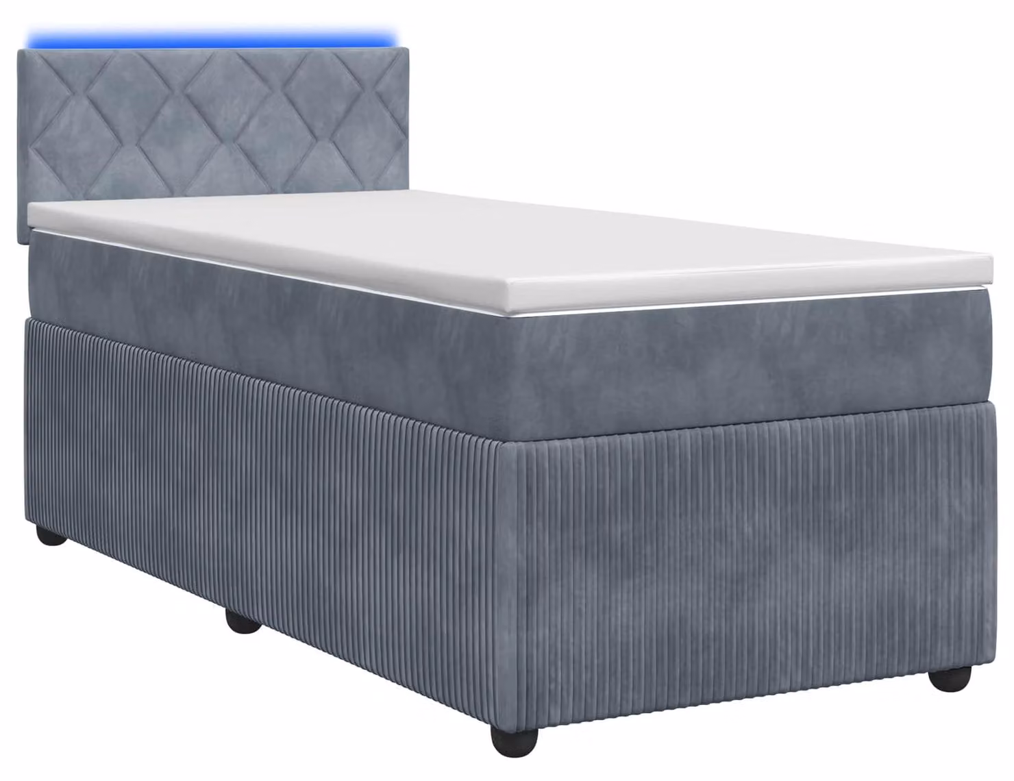 Letto a molle con materasso grigio scuro 90 x 200 cm in velluto