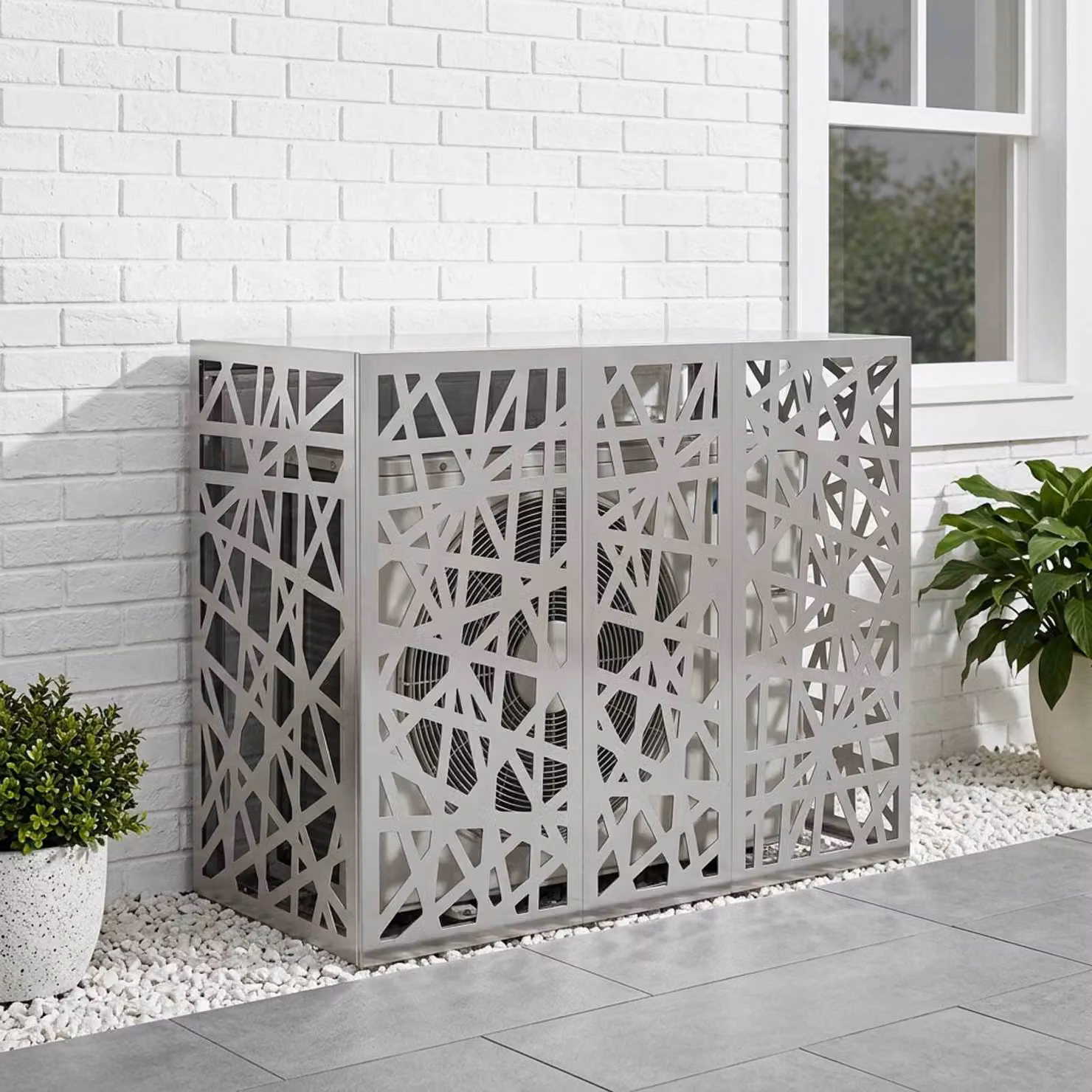 Copertura per condizionatore d'aria vidaXL in acciaio galvanizzato Argento L: 110 cm, P: 50 cm, H: 80 cm