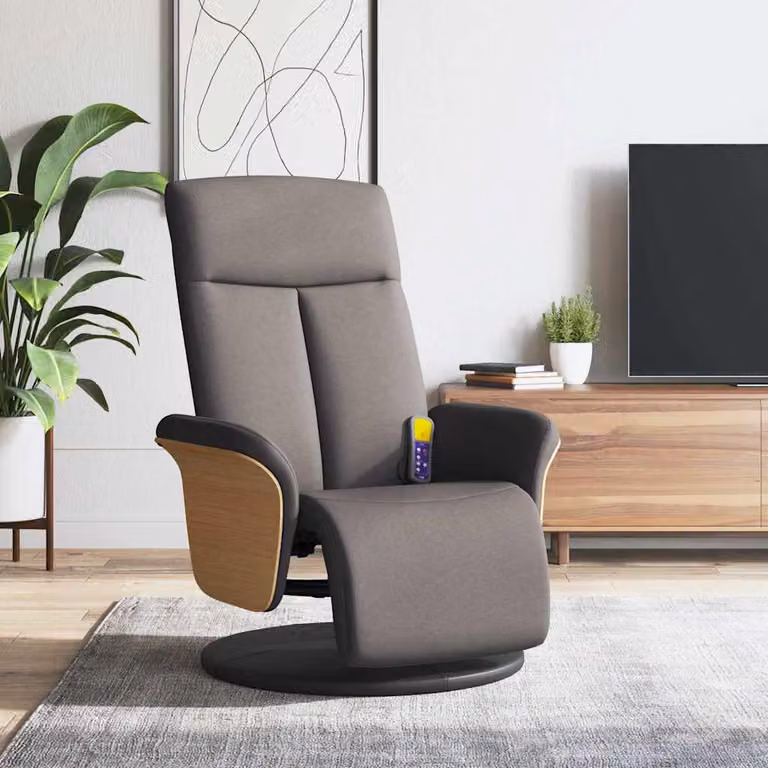 vidaXL Poltrona Reclinabile Relax con Poggiapiedi, Design Moderno, Colore Beige o Grigio, Struttura in Metallo e MDF con Rivestimento in Tessuto e Schiuma