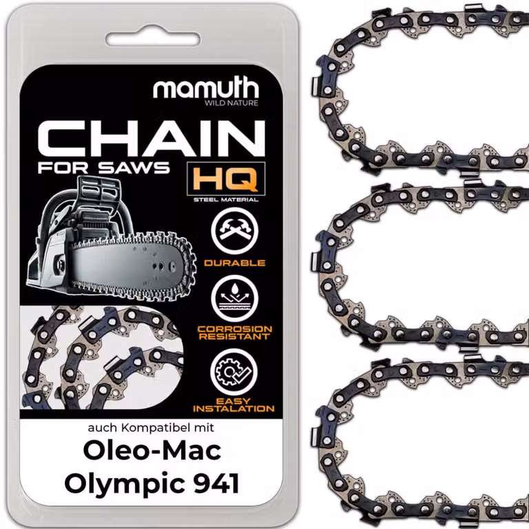 3 catene per motosega, catena per motosega da 45 cm, 1,5 mm, 0,325", 72 maglie, compatibili con Oleo-Mac Olympic 941