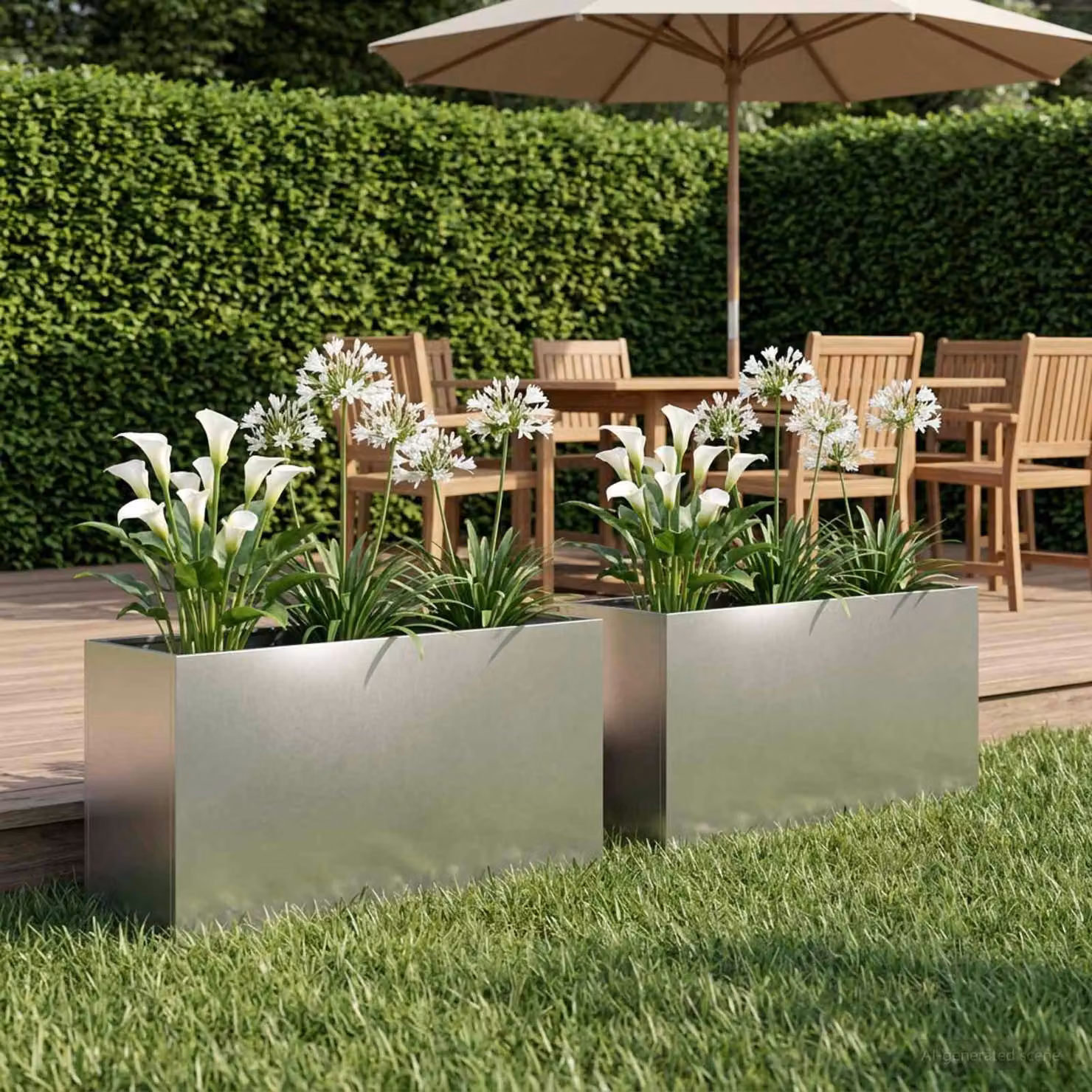 Set di 2 vasi da giardino vidaXL in acciaio inox color argento L 100 cm x P 30 cm x H 50 cm