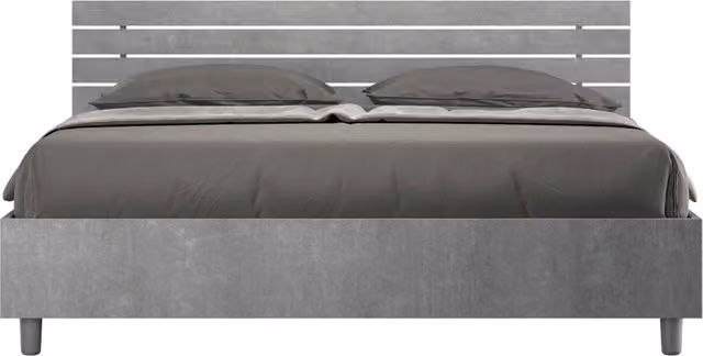 BS COM Letto matrimoniale contenitore doppia alzata 160x190 testata inclinata con doghe cemento
