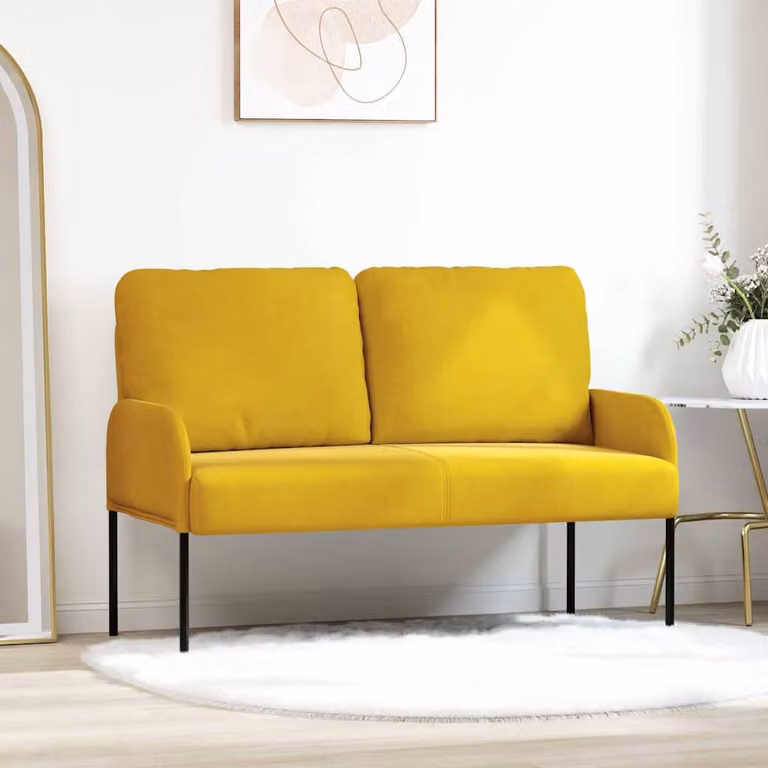 Divano moderno vidaXL con cuscini in tessuto giallo per soggiorno L: 115 cm, P: 80 cm, H: 56 cm