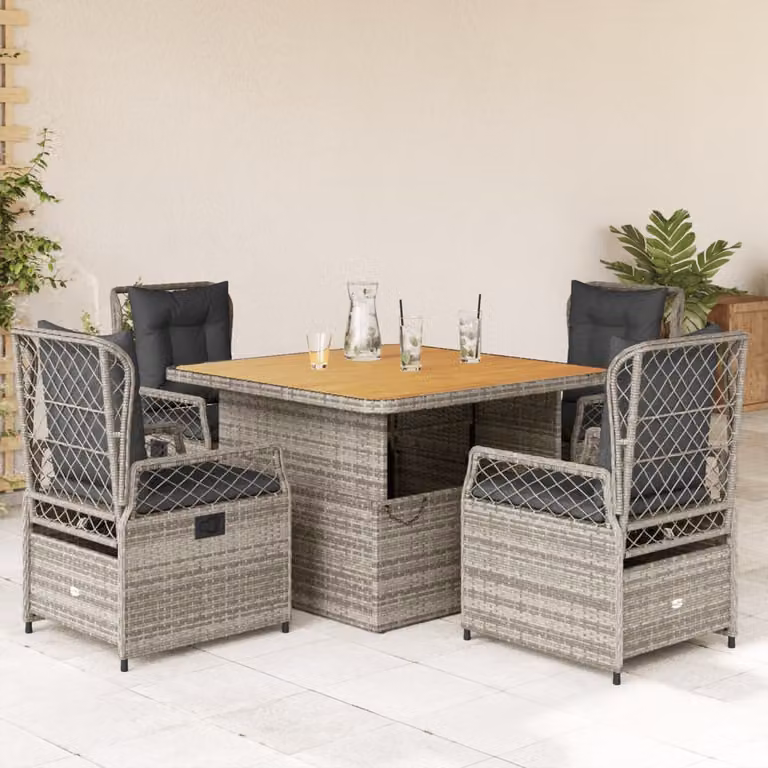 vidaXL Set da Pranzo da Giardino 5 pz in Legno di Acacia Olio Grigio e Marrone