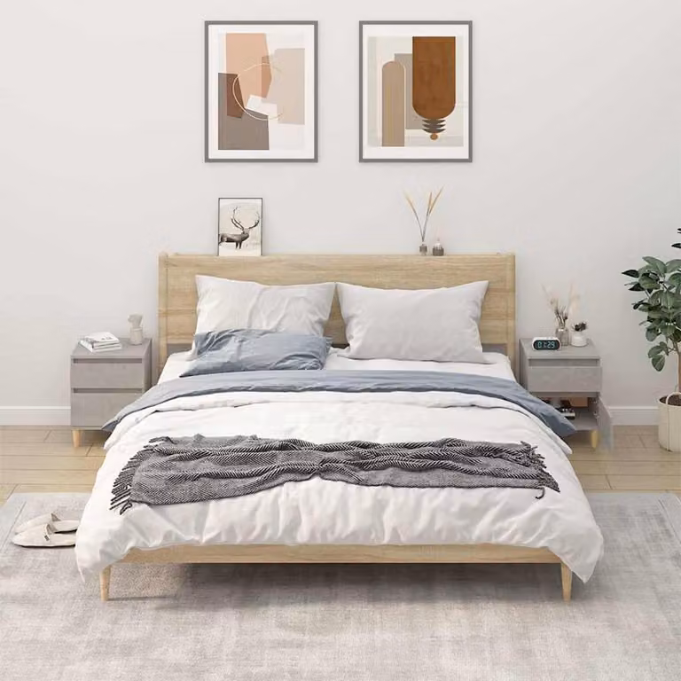 Set di 2 comodini moderni vidaXL in legno e MDF, colore grigio, L 40 cm x P 35 cm x H 50 cm