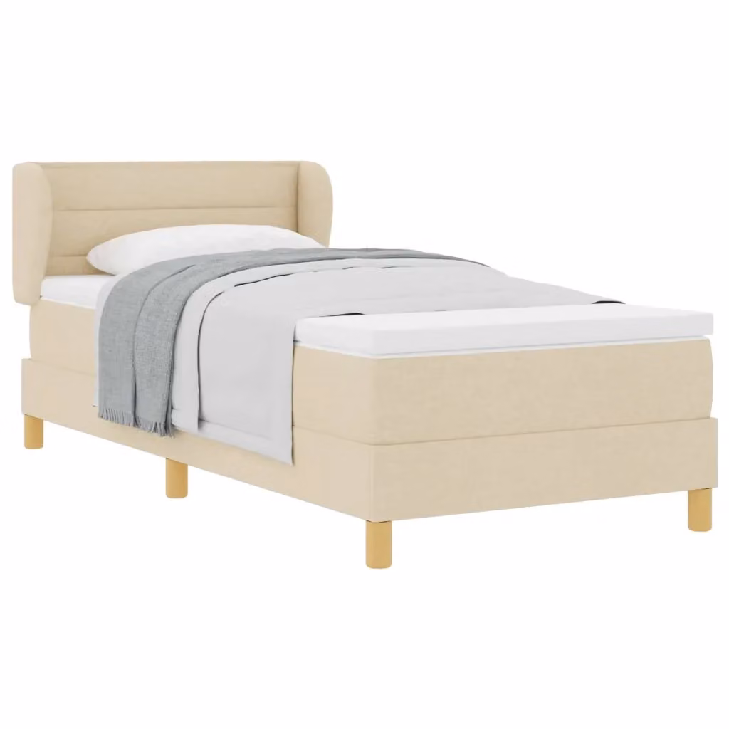 Letto a molle con materasso vidaXL in tessuto beige L 80 x P 200 cm – 2