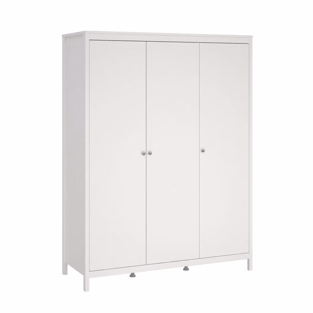 Armadio 3 ante Conti DMORA Bianco con ante a battente e appendiabiti, L: 150 cm, P: 58,4 cm, H: 199 cm – 2