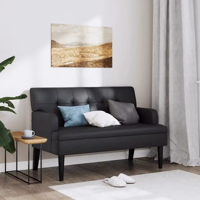 Panca con schienale Design Mania in similpelle nera L: 112 cm, P: 65,5 cm, H: 75 cm