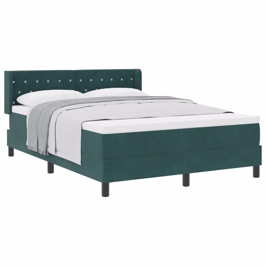 Letto ibrido con materasso e testiera vidaXL in velluto verde, L 140 x P 190 cm – 2