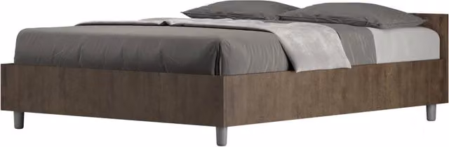 Letto Matrimoniale Francese 140x190 cm con Rete e Contenitore Nuamo Noce