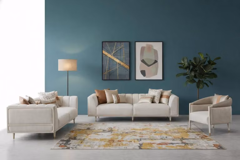 Divano componibile confortevole con 3 posti, 3 posti e una poltrona, design moderno