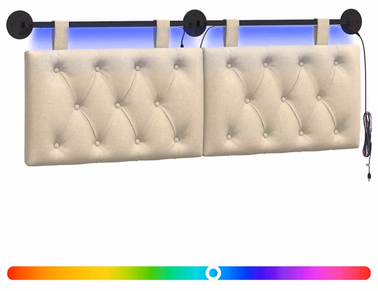Testiera sospesa Con luce LED Crema Tessuto