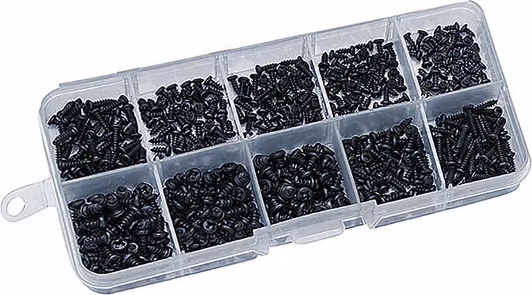 Set di 2000 viti nere molto piccole (M1.0-M1.7)
