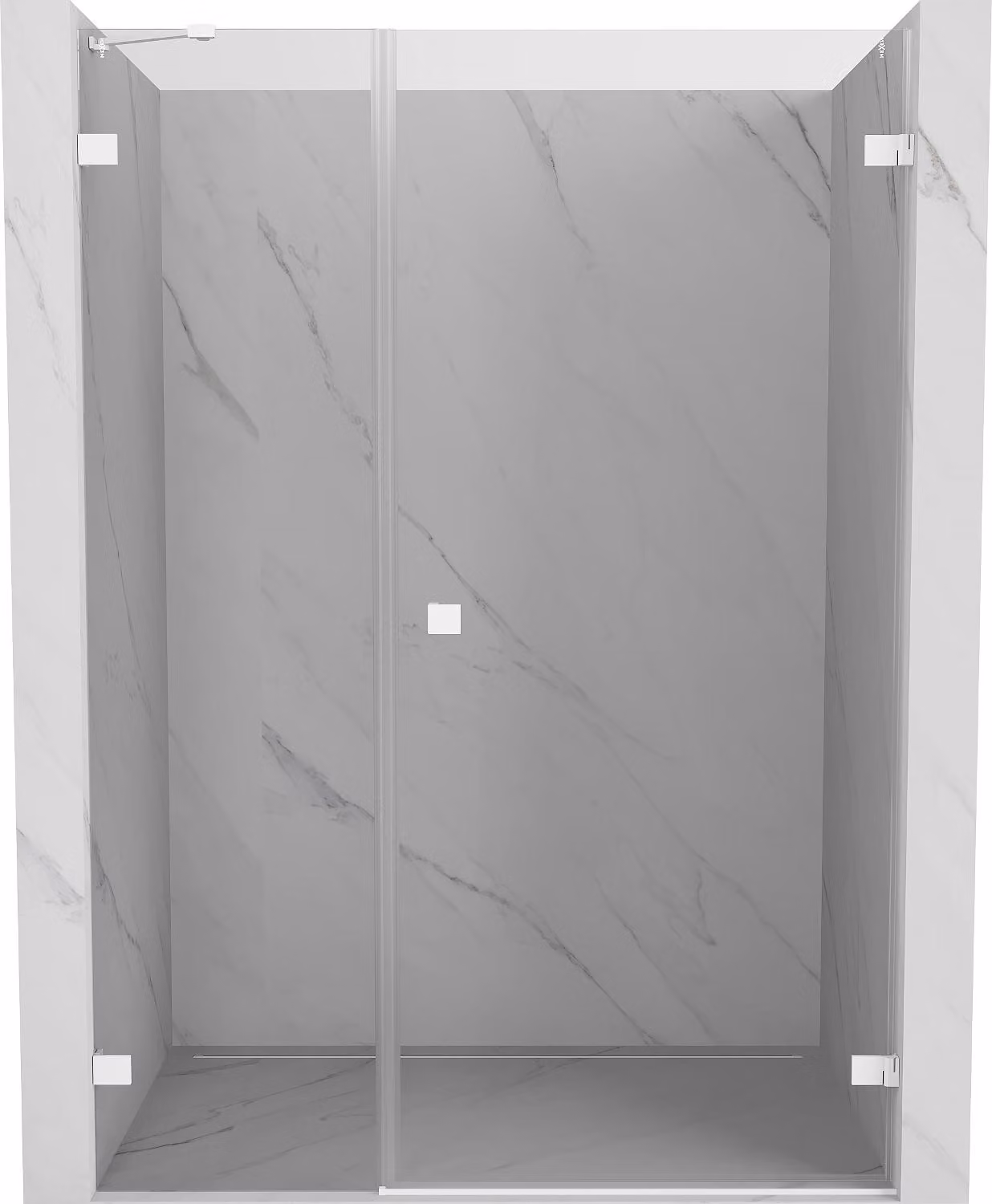 Mexen Lunar-B porta doccia a battente destra 140 cm, trasparente, bianco - 832S-140-050-20-00-P