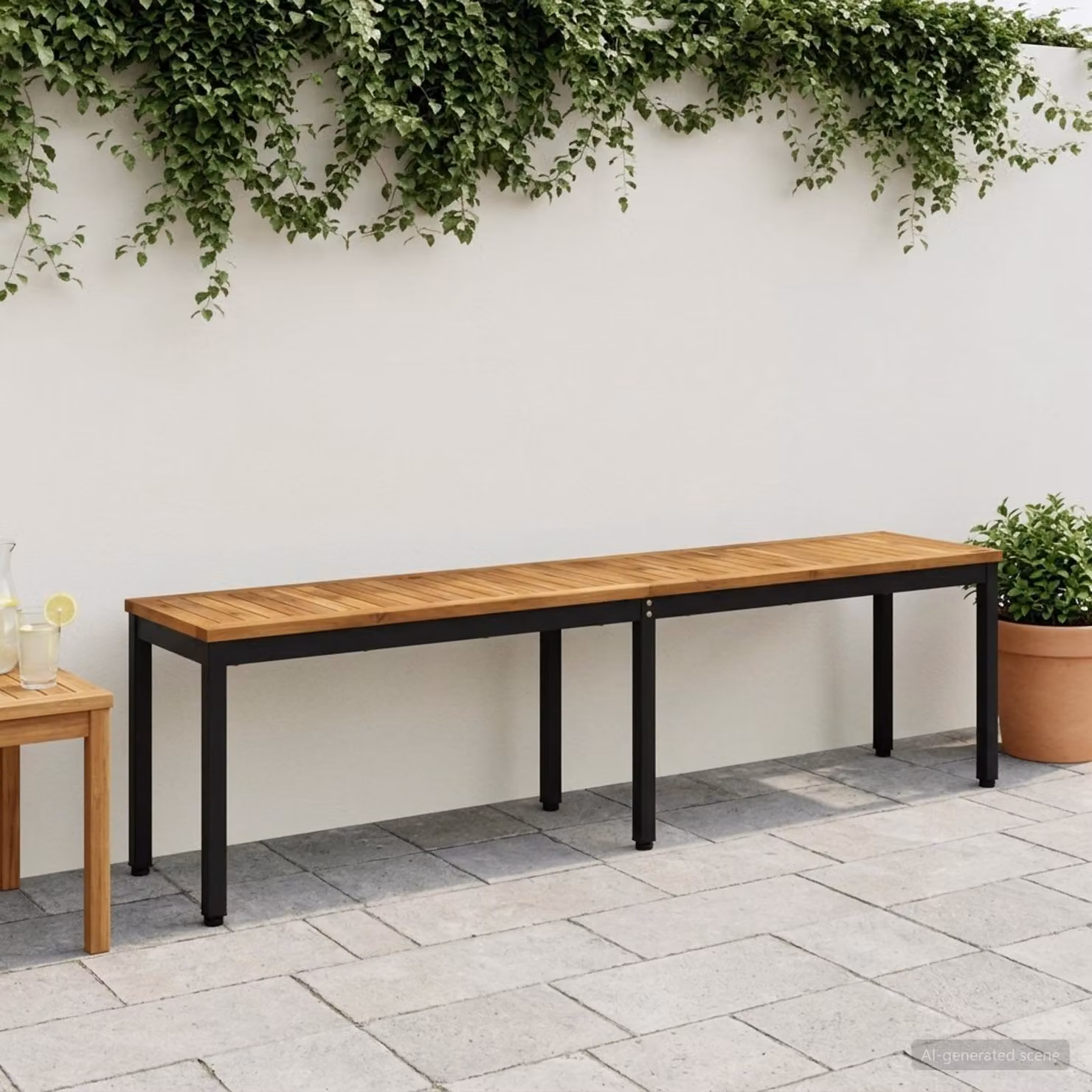 Panchina da giardino vidaXL in legno di acacia massello L: 161 cm, P: 35 cm, H: 45 cm