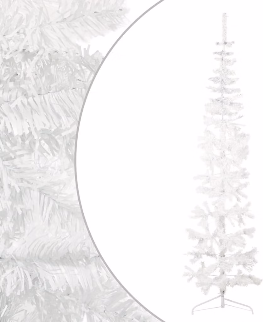 The Living Store Mezzo albero di Natale artificiale con supporto Slim White 210 cm