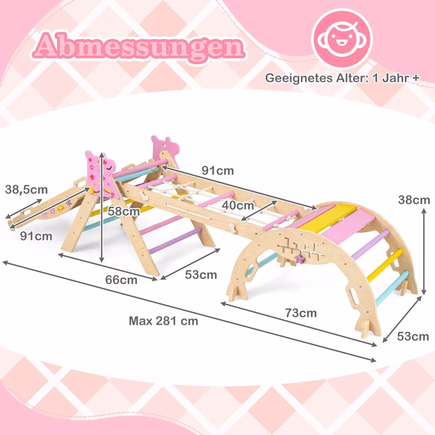 Set di arrampicata Montessori in legno 8 in 1 per bambini