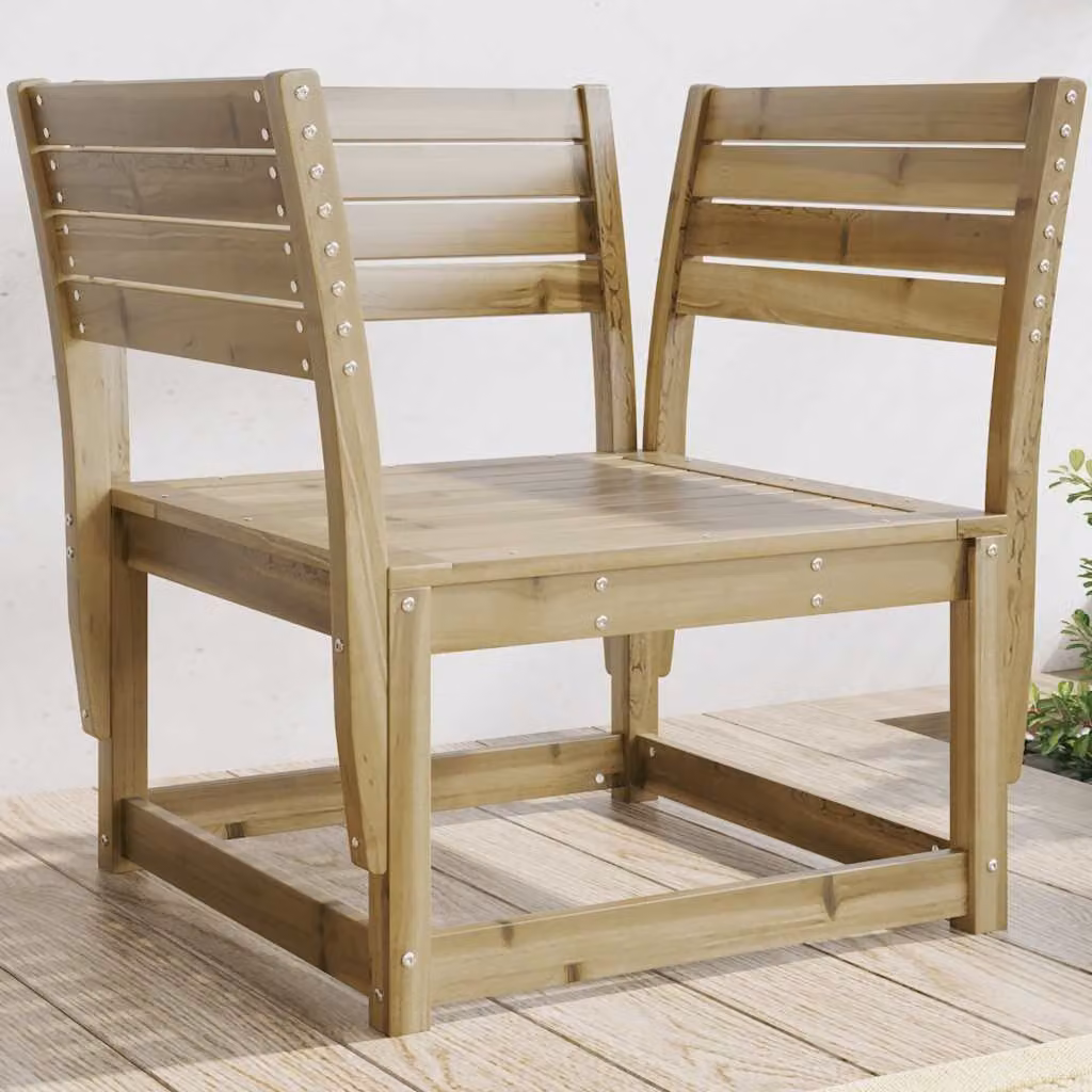 Sedia da giardino vidaXL in legno di pino impregnato marrone con braccioli e stile rustico