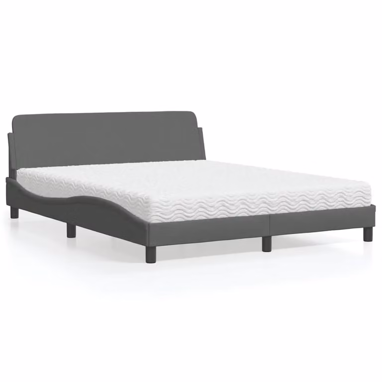 Letto con Materasso Dover vidaXL in Tessuto Grigio e Bianco 160x200 cm