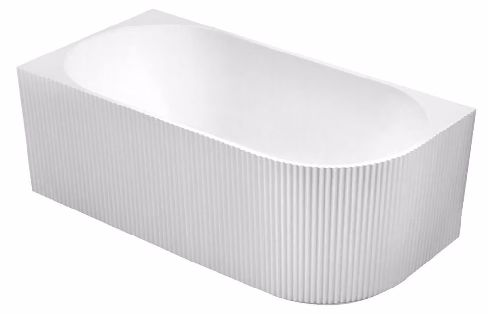 TIBERA STRIP L vasca ad angolo, 150x75cm, pannello a onda, bianco
