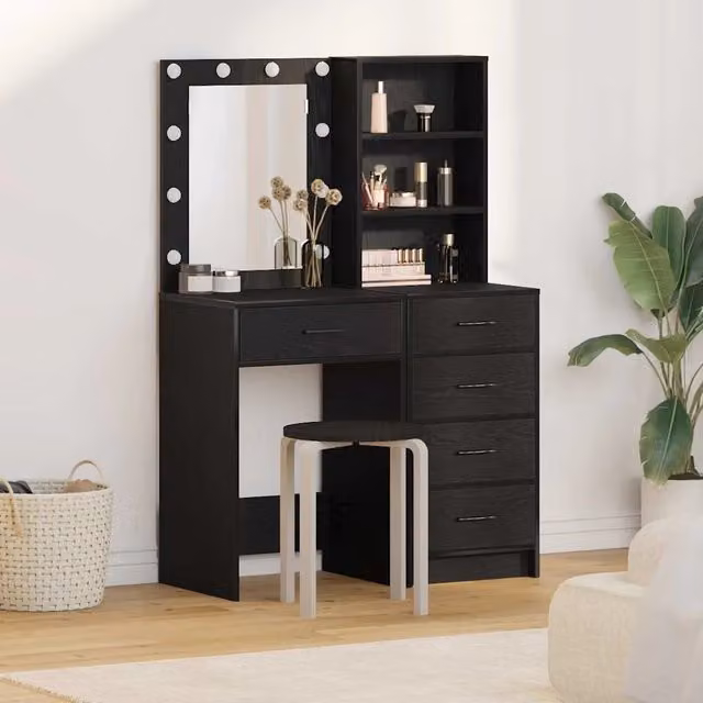 Tavolo da Trucco 2 pz Nero 50 x 41 x 135 cm 3334201