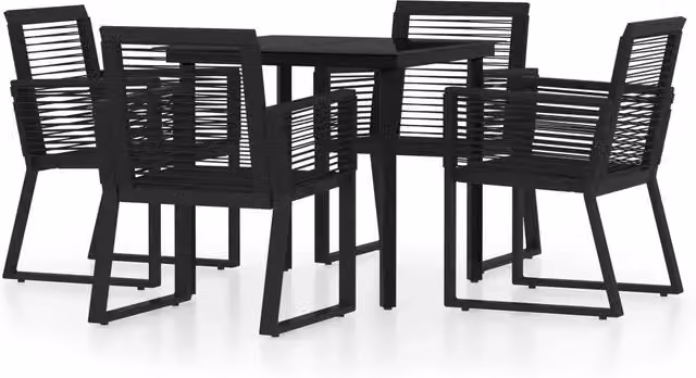 Set Mobili da Pranzo per Giardino 5 pz | Set Salotto da Giardino Nero