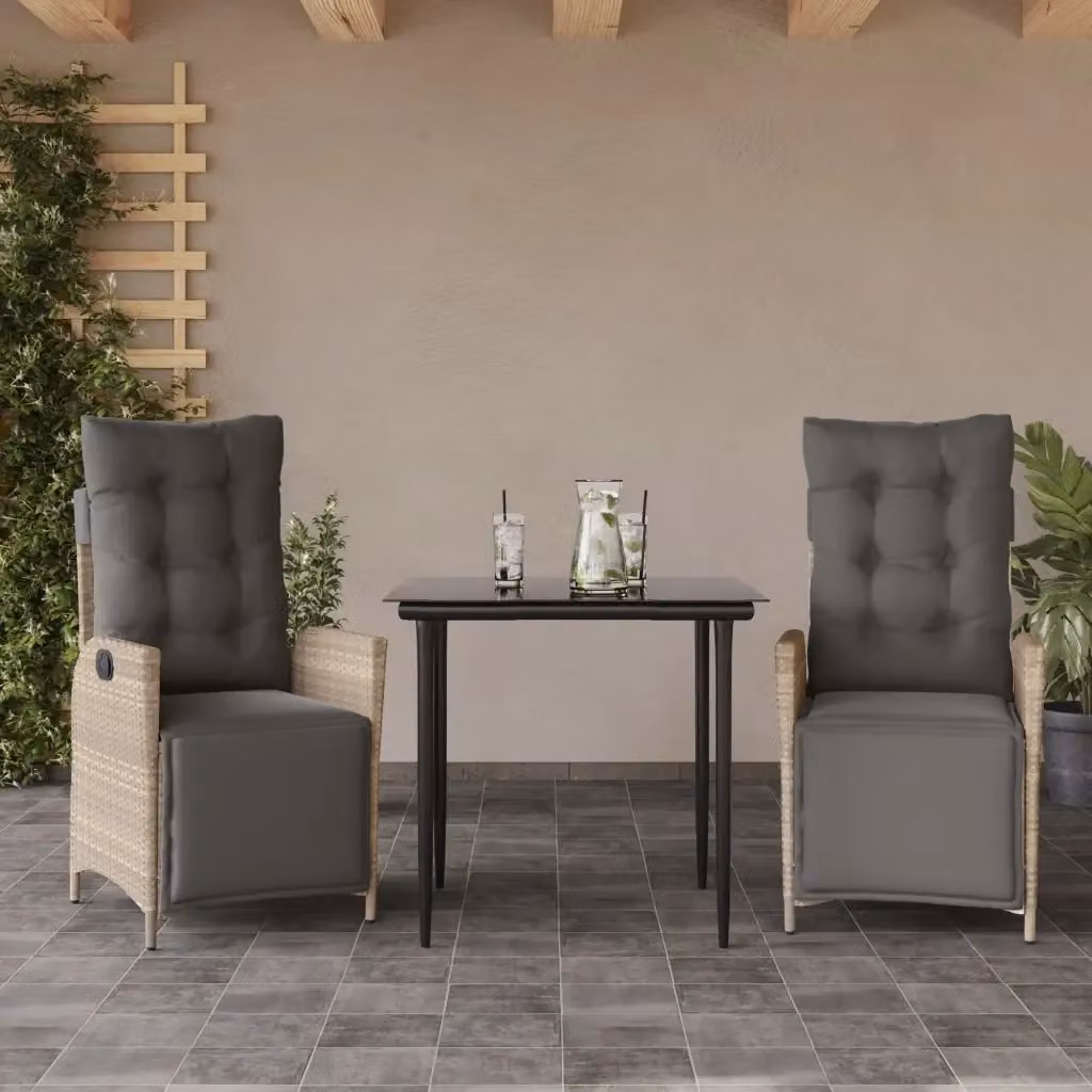 Set Salotto da Giardino Moderno in Polyrattan con Tavolo in Vetro e Cuscini, Colore Antracite – 2
