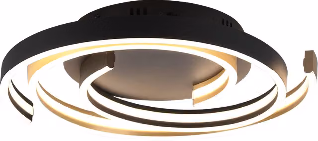 Plafoniera LED Trio Leuchten Caya in metallo oro e nero, dimmabile, rotonda