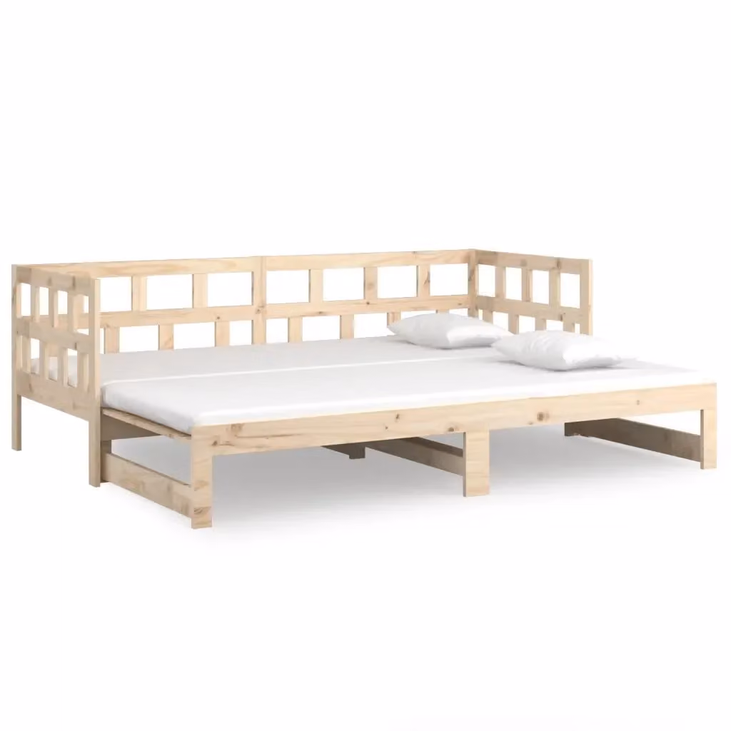Dormeuse estraibile vidaXL in legno massello di pino bianco, stile rustico, L/P/H: 160 x 200 x 69 cm – 2