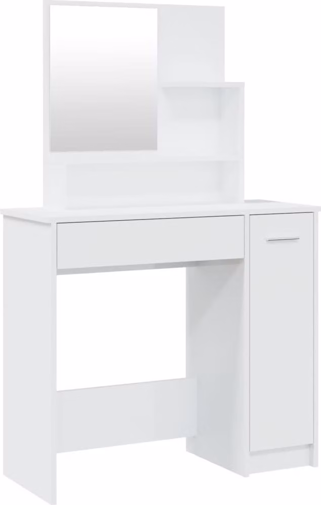Toeletta con Specchio Bianco Lucido 86,5x35x136 cm
