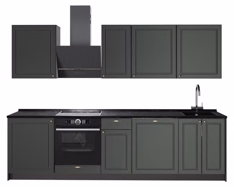 Cucina componibile Vicco Fame-Line Verde-oro rustico/Antracite 280 cm, PL Antracite, Model 64165